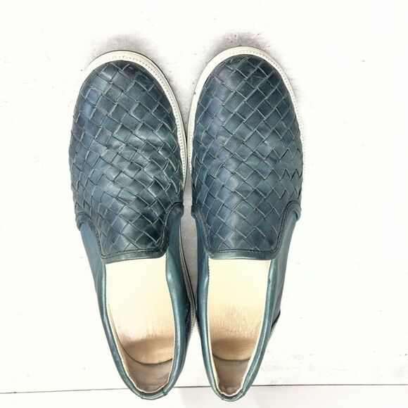 Saks Fifth Avenue Teal Woven Leather Slip-On Loafer Shoes Mens Size 9M main image 8